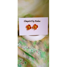 Cercei handmade Floare verii, ClayArt by Ralu, Orange/Galben